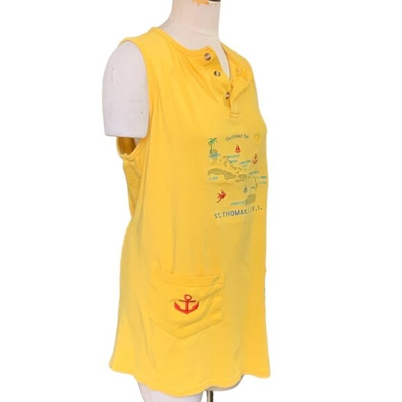 Super Style Cotton St. Thomas USVI Caribbean Beach Cover-Up Yellow #140D - Picture 2 of 10